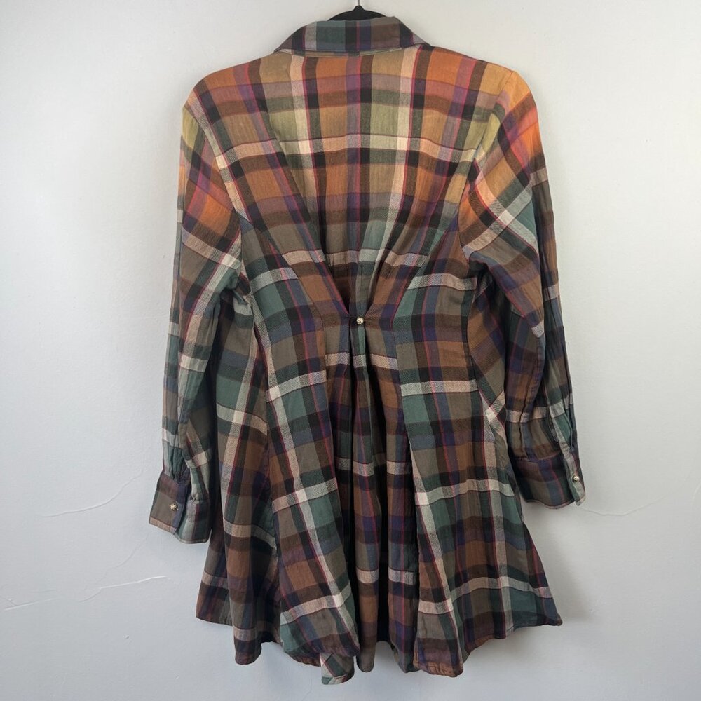 Soft Surroundings Plaid Button Front Flared Swing Tunic Top Size PL Western - Picture 8 of 9